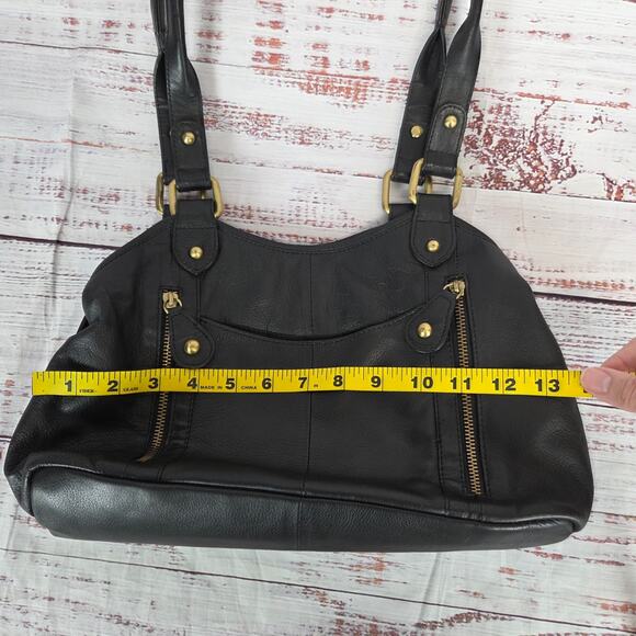 The Great American Leather Works Black Dual Strap Shoulder Bag Classic Purse - Picture 8 of 11